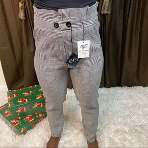 Zara High Rise Checkers pants